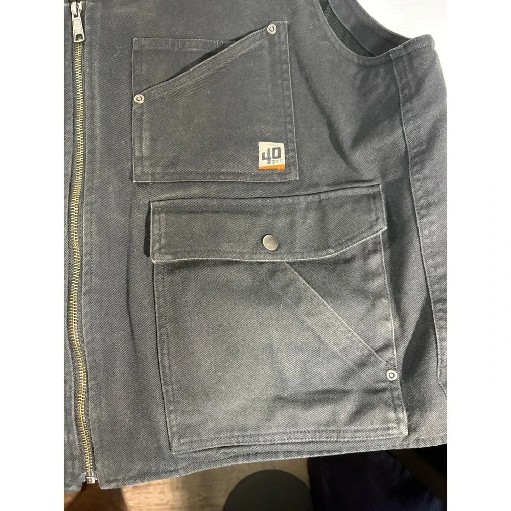 40 Grit Duluth Trading Co Mens Black Cotton Canvas Utility Workwear Vest 2XL